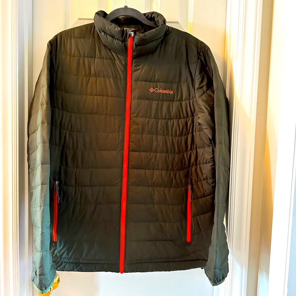 Columbia-Hunter Green/Orange. Mens Micro Puffer. Size M